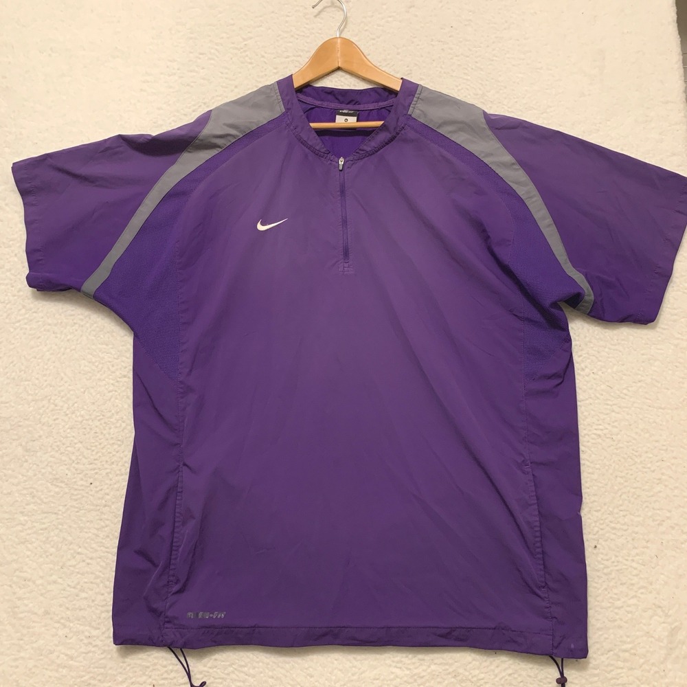 Nike Storm-Fit Windbreaker 1/4 Zip Pullover Mens XL Short Sleeve Purple